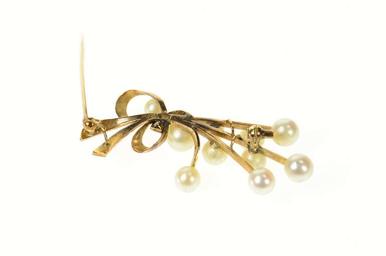 14K Yellow Gold Floral Bouquet Pearl Cluster Statement Pin/Brooch