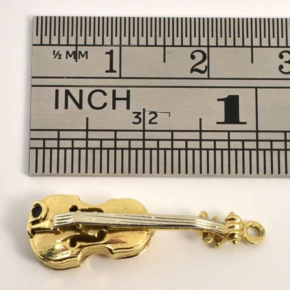 Nicely Detailed Gold Violin Charm