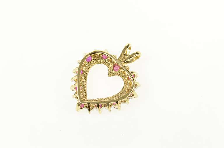 10K Yellow Gold Classic Ruby Diamond Accent Heart Pendant