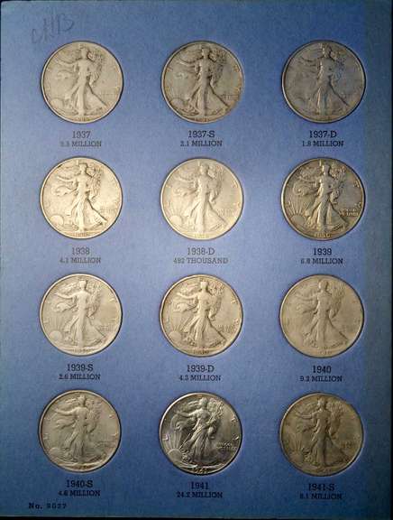 Walking Liberty Half Dollar Estate Collection 1937-1947 P,D,S.