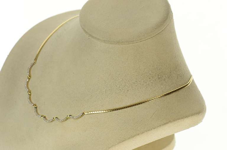 14K Yellow Gold 0.54 Ctw Diamond Scalloped Statement Chain Necklace