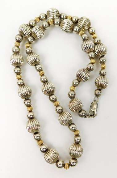 Vintage 2-Tone Sterling Bead Necklace