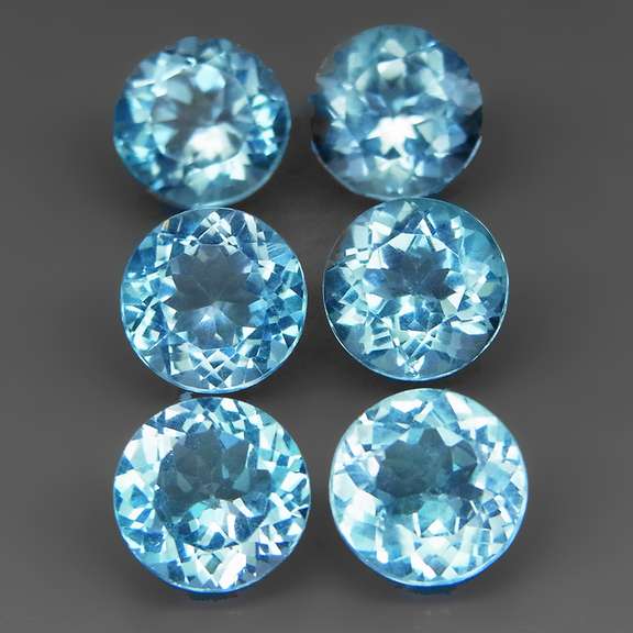 Superb quality 14.25ct 6pc sky blue Topaz set