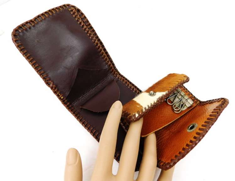 Vintage Pony Hair Leather Wallet & Key Holder