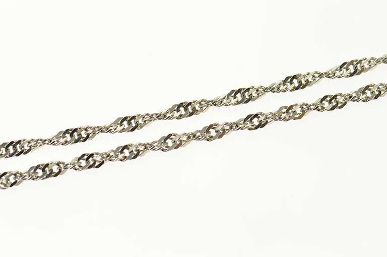 14K White Gold 2.2mm Herringbone Twist Link Spiral Chain Necklace