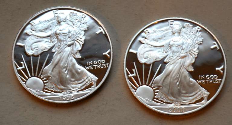 1996 & 2000   Proof  Silver Eagles W Box And Papers