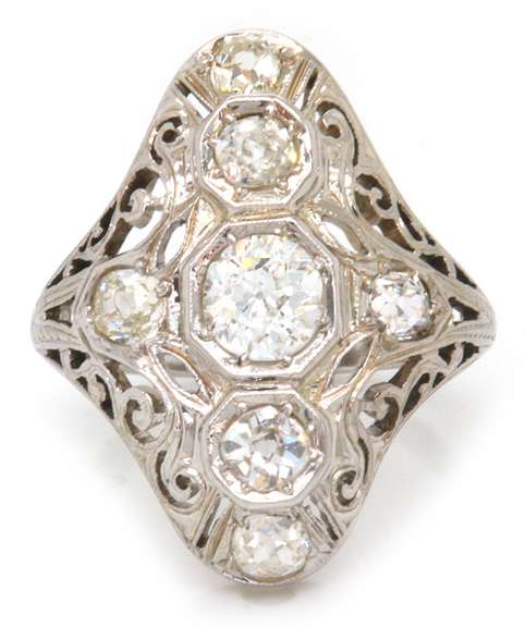Antique Euro Cut Diamond Filagree Ring