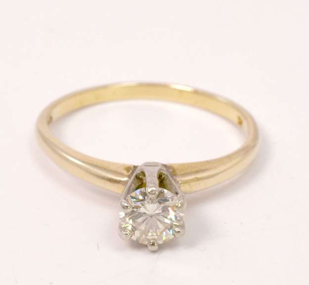 Lush .5 Ct Solitaire Diamond Set in 6 Prong 14K Gold Ring
