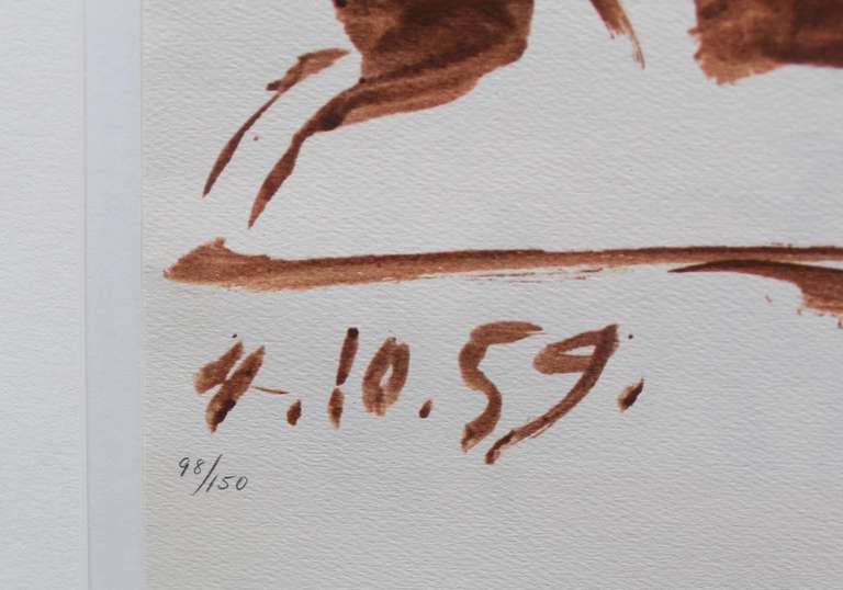 VERY RARE LIMITED EDITION PABLO PICASSO (4.10.59) 1961. BULLFIGHTER   PICASSO UNTITLED (4.10.59)