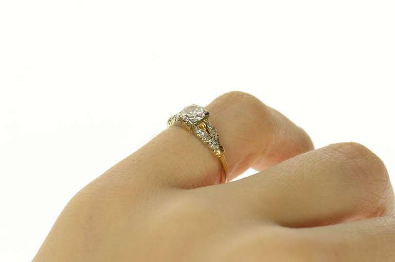 10K Yellow Gold 0.62 Ctw Classic 1940's Diamond Engagement Ring