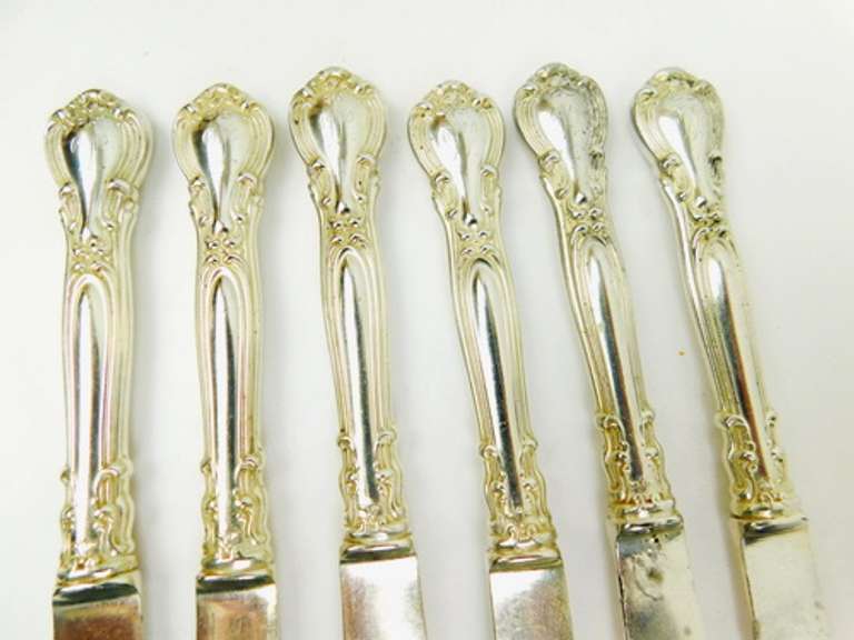 6 Vintage Sterling Silver Fruit Knives