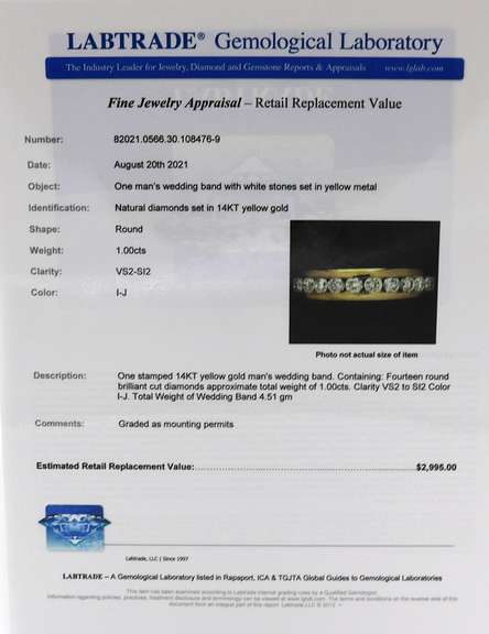 Handsome Yellow Gold 1cts Diamond Chanel Band