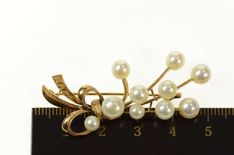 14K Yellow Gold Floral Bouquet Pearl Cluster Statement Pin/Brooch