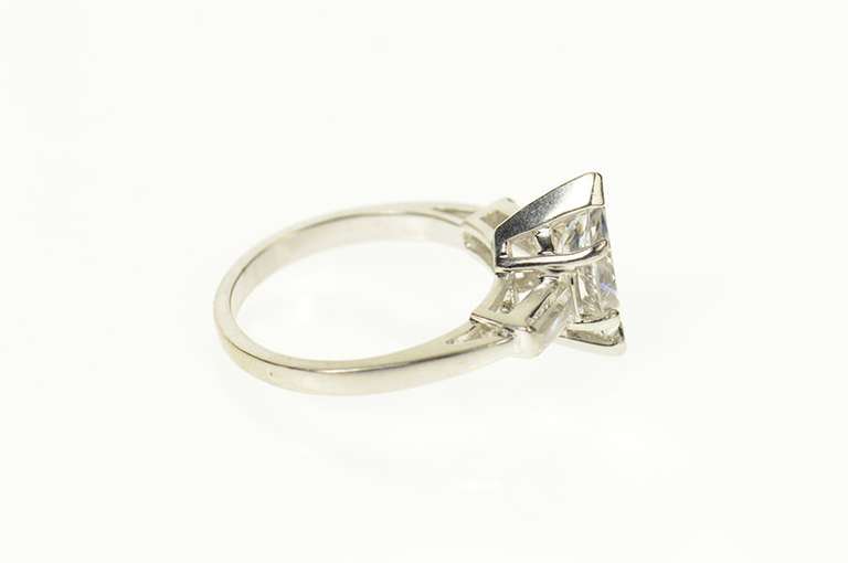 14K White Gold Three Stone Marquise Travel Engagement Ring