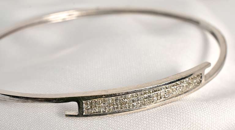 White Gold Invisibly Set Diamond Bangle