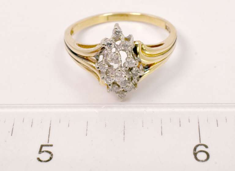 Lavish Round Cut Diamonds Set in 14K Gold Cluster Ring