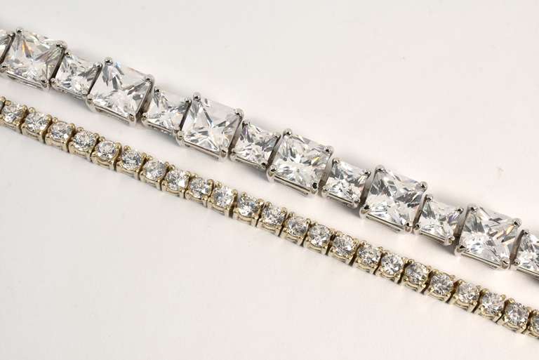 Two Sterling Tennis style Bracelets
