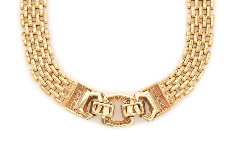 Breathtaking Yellow Gold Panther Design Diamond Necklace