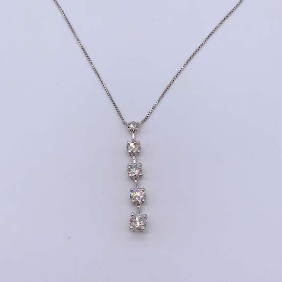 14kt Solid White Gold & Diamond Necklace