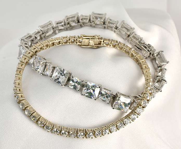 Two Sterling Tennis style Bracelets