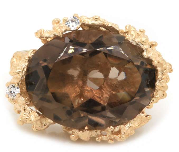 Wonderful Oval Smokey Quartz Nugget Ring