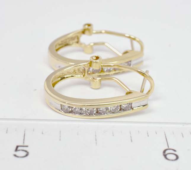 J Hoop Diamond Earrings in 14KT
