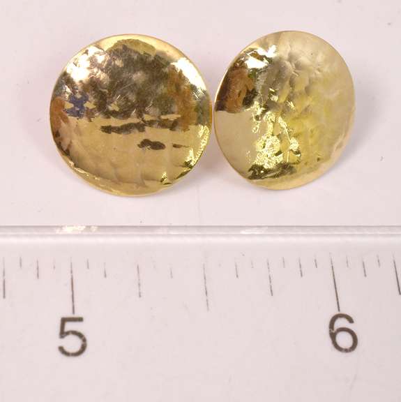 Minimal 14k Gold Earrings In A Button Style with A Textured Surface