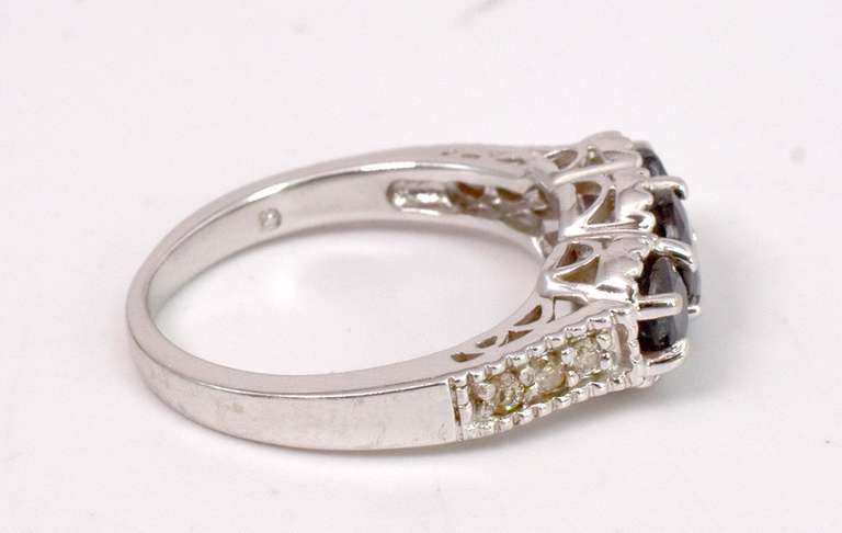 Spectacular Sapphires in 14k White Gold Ring