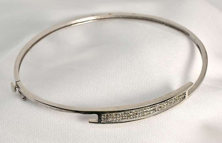 White Gold Invisibly Set Diamond Bangle