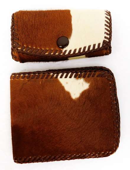 Vintage Pony Hair Leather Wallet & Key Holder