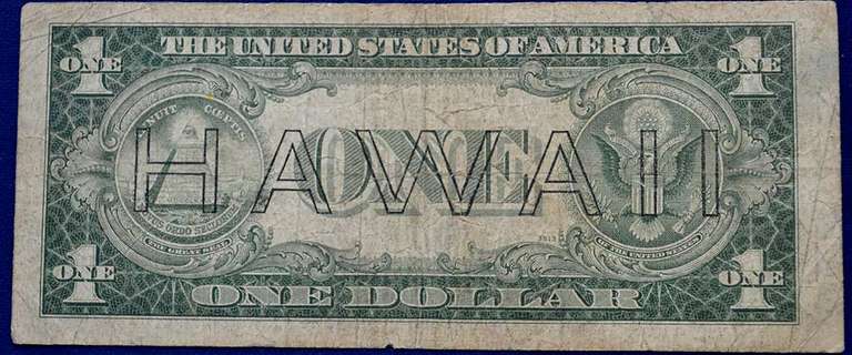 Series 1935A $1 Silver Certificate, World War II Hawaii Emergency Issue Note, Circulated.