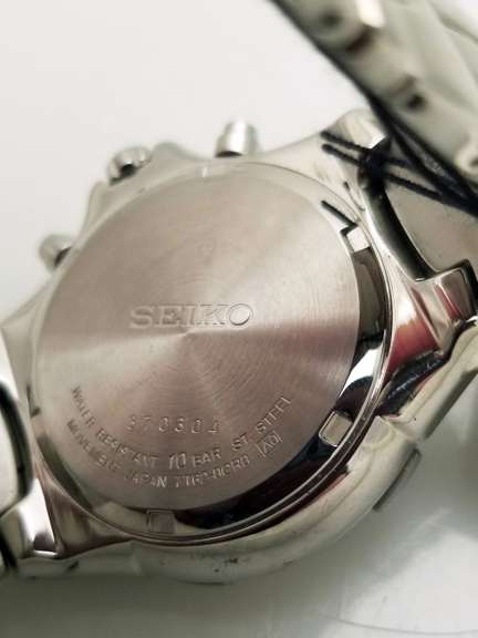 Seiko Men's SNA279 Alarm Chronograph Two Tone Stainless Steel black Dial
