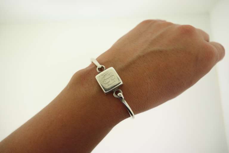 Sterling Silver Thin Initial Cuff Bracelet