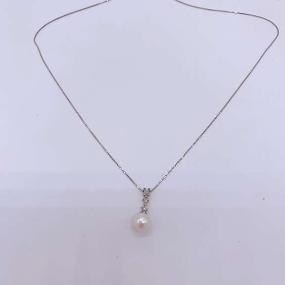 14kt Gold, Pearl, & Diamond Pendant Necklace
