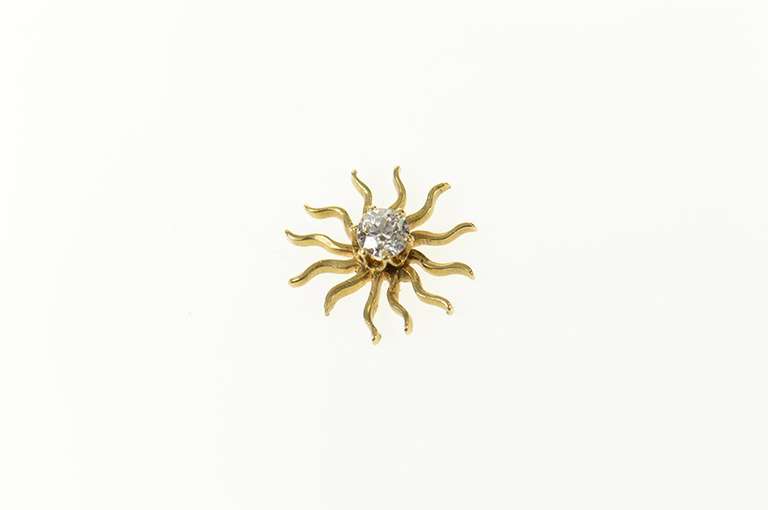 14K Yellow Gold 0.15 Ct Victorian Diamond Sun Flower Charm/Pendant