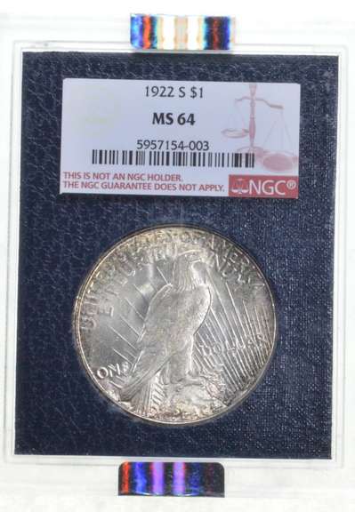 MS64 1922-S Peace Silver Dollar - Graded NGC Paramount