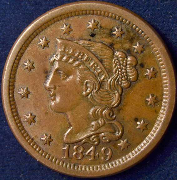1849 Braided Hair Large Cent, Uncirculated.