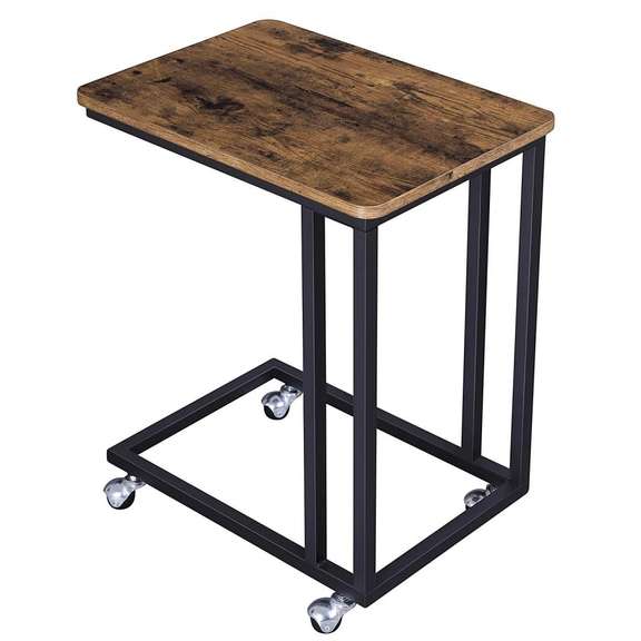 Industrial Side Table with Metal Frame