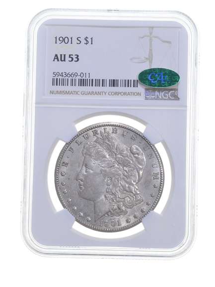 AU53 1901-S Morgan Silver Dollar - CAC - Graded NGC