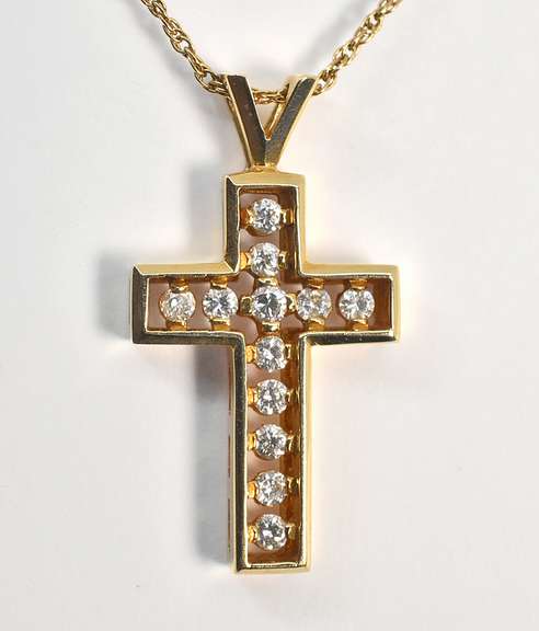 Sparkling Diamond Cross on Necklace