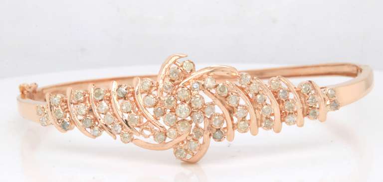 Romantic Rose Gold 1.25ctw Diamond Bangle Bracelet
