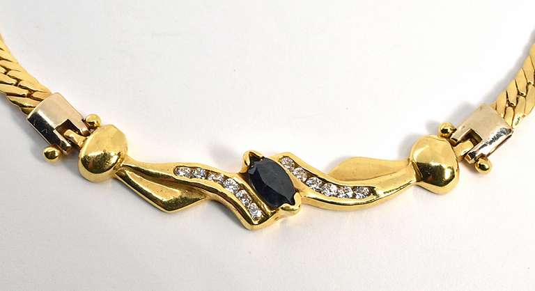 Stunning 18K Sapphire & Diamond Necklace