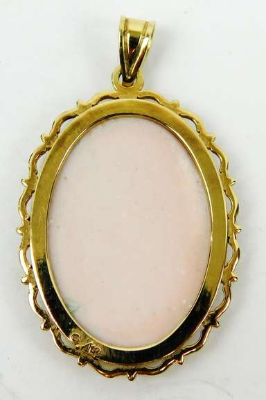 Beautiful 14K Handpainted Madonna & Angels Pendant