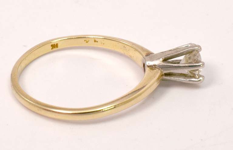 Lush .5 Ct Solitaire Diamond Set in 6 Prong 14K Gold Ring