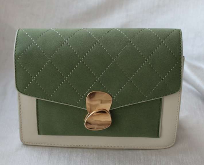 Designer Style Two Tone Velvet and Leather Bag