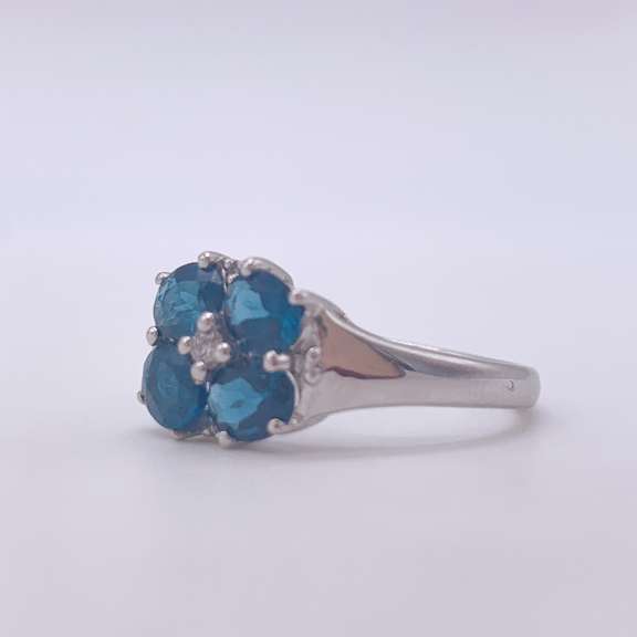 14kt Gold, Blue Sapphire, & Diamond Cocktail Ring