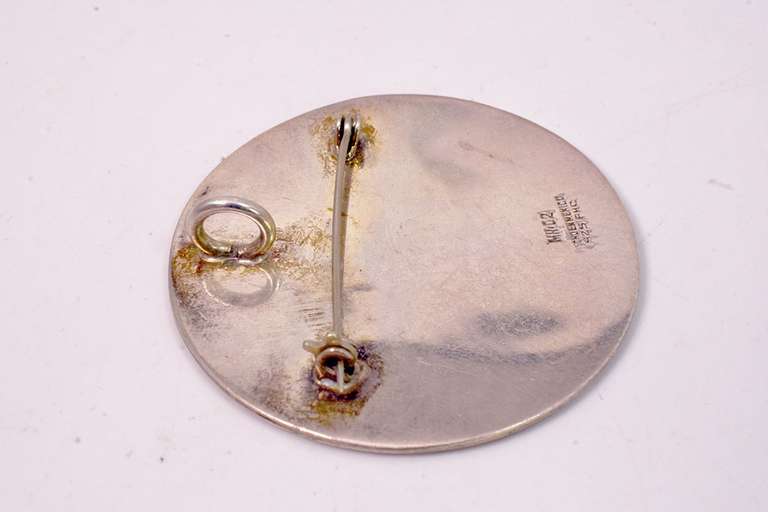Traditional Large Sterling Silver Mesoamerican Brooch