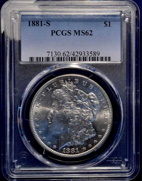 1881-S Morgan Silver Dollar PCGS MS62.
