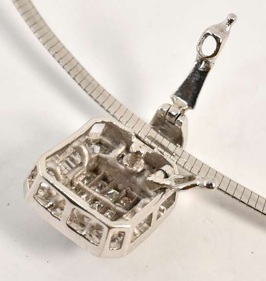 Diamond Pendant on Omega Necklace