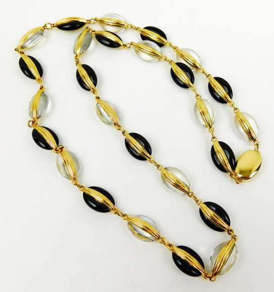 Stunning Swarovski Black & Clear Crystal Necklace